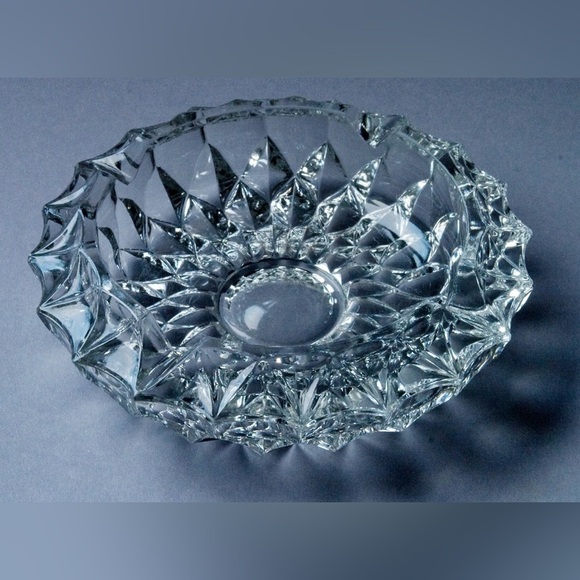 Other - Vintage Heavy Cut Crystal Ashtray Catchall Bowl Retro Mid Century Decor